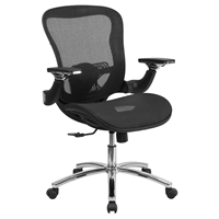 Executive Swivel Office Chair - Mid Back, Height Adjustable Arms, Black