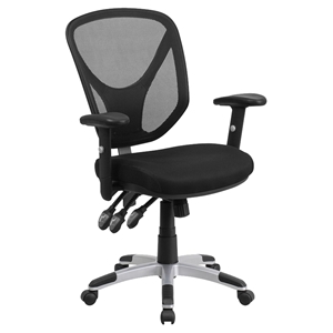 Mesh Swivel Task Chair - Mid Back, Triple Paddle Control, Black 