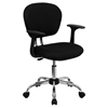 Mesh Swivel Task Chair - Mid Back, with Arms, Black, Chrome Base - FLSH-H-2376-F-BK-ARMS-GG