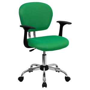 Mesh Swivel Task Chair - Mid Back, with Arms, Bright Green 