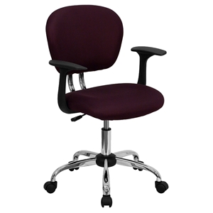 Mesh Swivel Task Chair - Mid Back, with Arms, Burgundy 