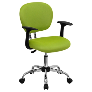 Mesh Swivel Task Chair - Mid Back, with Arms, Apple Green 