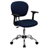 Mesh Swivel Task Chair - Mid Back, with Arms, Navy - FLSH-H-2376-F-NAVY-ARMS-GG