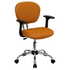 Mesh Swivel Task Chair - Mid Back, with Arms, Orange - FLSH-H-2376-F-ORG-ARMS-GG