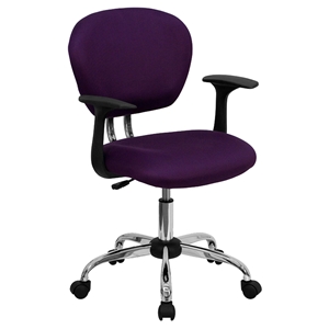 Mesh Swivel Task Chair - Mid Back, with Arms, Purple 