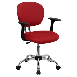 Mesh Swivel Task Chair - Mid Back, with Arms, Red 