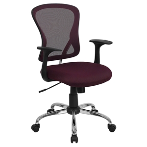 Swivel Task Chair - Mid Back, Burgundy Mesh 