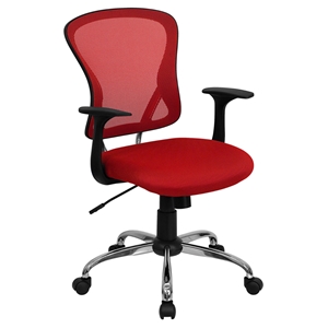 Swivel Task Chair - Mid Back, Red Mesh 