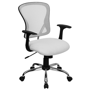 Swivel Task Chair - Mid Back, White Mesh 