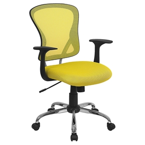 Swivel Task Chair - Mid Back, Yellow Mesh 