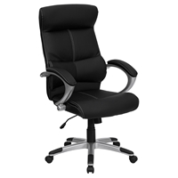 High Back Executive Office Chair - Black, Swivel, Leather