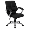 Swivel Manager Chair - Mid Back, Leather, Black - FLSH-H-9637L-2-MID-GG