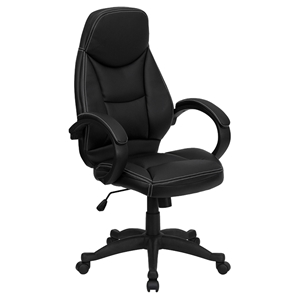 Executive Office Chair - High Back, Leather, Black, Swivel 