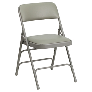 Hercules Series Folding Chair - Curved Triple Braced, Double Hinged, Gray 