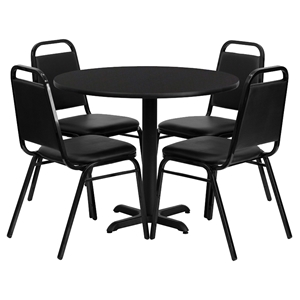 5 Pieces Round Table Set - Black 