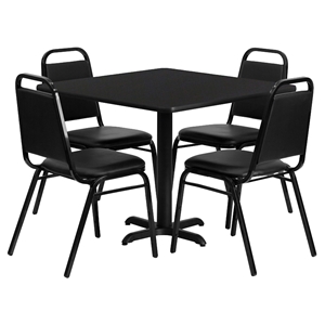 5 Pieces Square Table Set - Black 