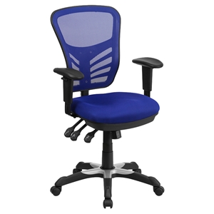 Mid Back Mesh Swivel Task Chair - Triple Paddle Control, Blue 