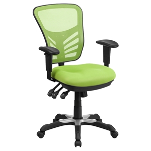 Mid Back Mesh Swivel Task Chair - Triple Paddle Control, Green 