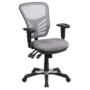 Mid Back Mesh Swivel Task Chair - Triple Paddle Control, Gray 