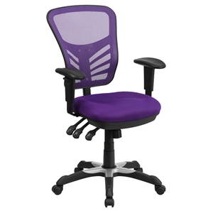 Mid Back Mesh Swivel Task Chair - Triple Paddle Control, Purple 