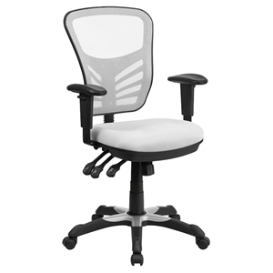 Mid Back Mesh Swivel Task Chair - Triple Paddle Control, White 