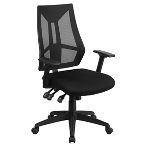 High Back Mesh Swivel Task Chair - Triple Paddle Control, Black 