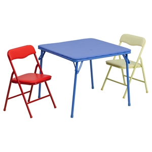 Kid Colorful 3 Pieces Folding Table Set - Blue, Red and Yellow 