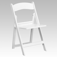 Hercules Series Resin Folding Chair - Slatted Seat, White