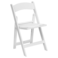 Hercules Series Resin Folding Chair - Padded Seat, White