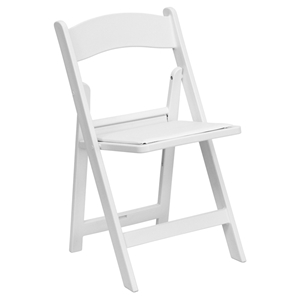 Hercules Series Resin Folding Chair - Padded Seat, White 