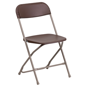 Hercules Series Premium Plastic Folding Chair - Brown 