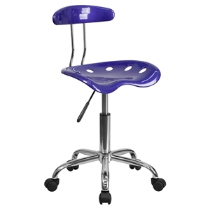 Vibrant Task Chair - Tractor Seat, Deep Blue and Chrome 