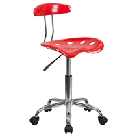 Vibrant Task Chair - Tractor Seat, Red and Chrome