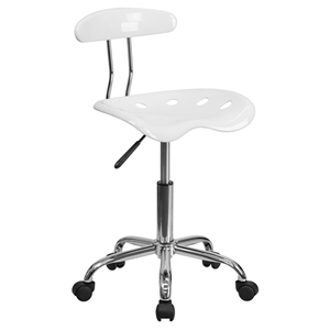 Vibrant Task Chair - Tractor Seat, White and Chrome 