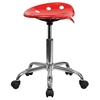 Vibrant Tractor Seat Stool - Red and Chrome - FLSH-LF-214A-RED-GG