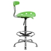 Vibrant Drafting Stool - Tractor Seat, Apple Green and Chrome - FLSH-LF-215-APPLEGREEN-GG