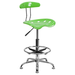 Vibrant Drafting Stool - Tractor Seat, Apple Green and Chrome 