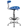 Vibrant Drafting Stool - Tractor Seat, Bright Blue and Chrome - FLSH-LF-215-BRIGHTBLUE-GG