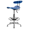 Vibrant Drafting Stool - Tractor Seat, Bright Blue and Chrome - FLSH-LF-215-BRIGHTBLUE-GG