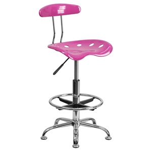 Vibrant Drafting Stool - Tractor Seat, Candy Heart and Chrome 