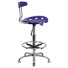 Vibrant Drafting Stool - Tractor Seat, Deep Blue and Chrome - FLSH-LF-215-DEEPBLUE-GG