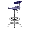 Vibrant Drafting Stool - Tractor Seat, Deep Blue and Chrome - FLSH-LF-215-DEEPBLUE-GG