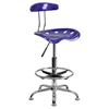 Vibrant Drafting Stool - Tractor Seat, Deep Blue and Chrome - FLSH-LF-215-DEEPBLUE-GG