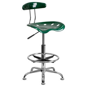 Vibrant Drafting Stool - Tractor Seat, Green and Chrome 