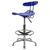 Vibrant Drafting Stool - Tractor Seat, Nautical Blue and Chrome - FLSH-LF-215-NAUTICALBLUE-GG