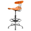 Vibrant Drafting Stool - Tractor Seat, Orange and Chrome - FLSH-LF-215-ORANGEYELLOW-GG