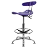 Vibrant Drafting Stool - Tractor Seat, Violet and Chrome - FLSH-LF-215-VIOLET-GG