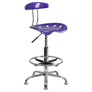 Vibrant Drafting Stool - Tractor Seat, Violet and Chrome 