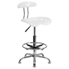 Vibrant Drafting Stool - Tractor Seat, White and Chrome - FLSH-LF-215-WHITE-GG