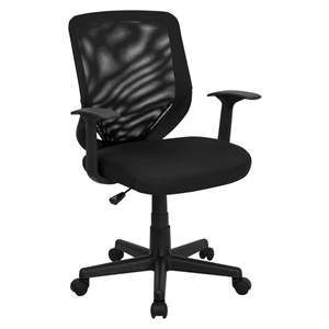 Mid Back Mesh Task Chair - Swivel, Padded Seat, Black 